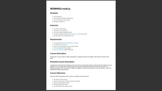 Screenshot of the WDIM 493J syllabus