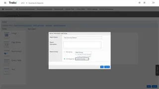 Screenshot of the Report Editor with the name, description, and group fields visible
