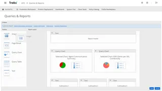 Screenshot of Report Editor with charts and text elements and an image being dragged into the editor
