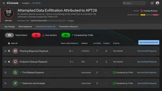 Screenshot of XConsole containment actions status